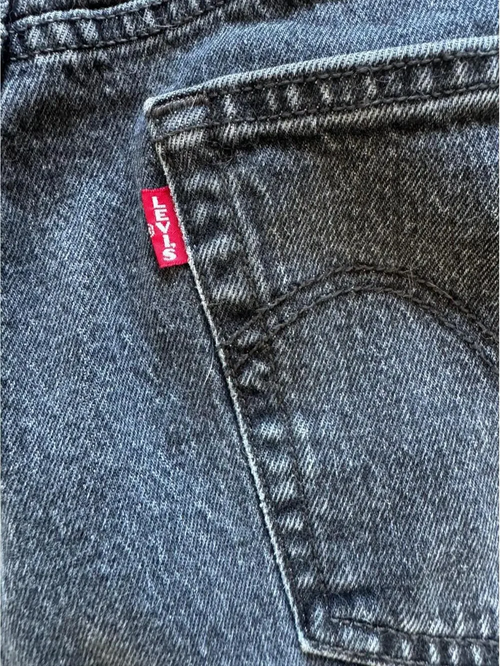 Levi’s Premium 501 Jeans Mens Gray Black Button Fly Straight Leg Cut Off Raw Hem